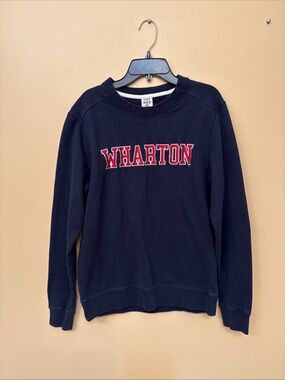 District Navy Crewneck Sweatshirt with Red Wharton Appliqué